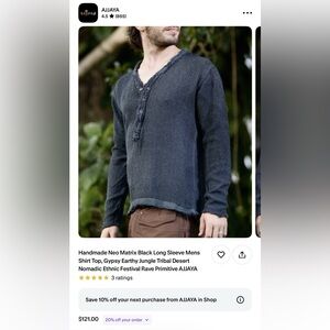 Ajjaya brand - Matix Charcoal V-Neck Men's Top - Unisex